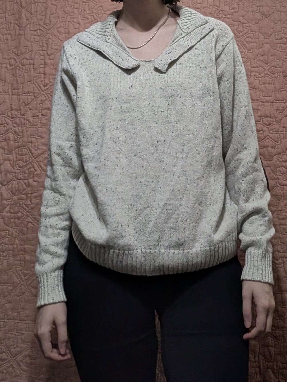 Chaps Cream Speckled V-Neck Sweater